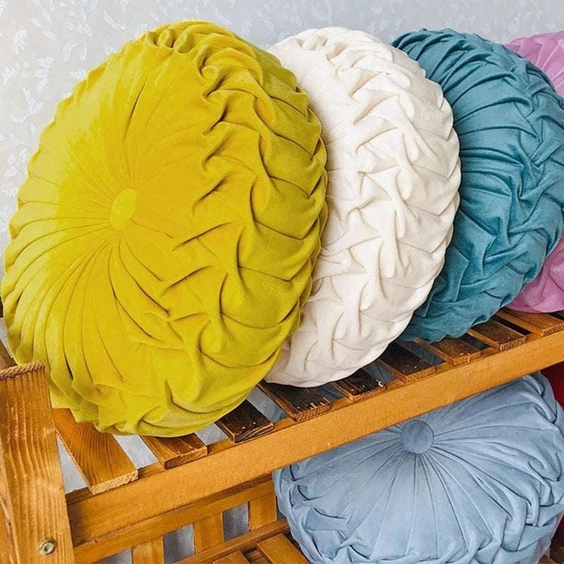 DecorBites™ 3D Pumpkin Vehicle Wheel Round Velvet Throw Pillow for Couch Decor