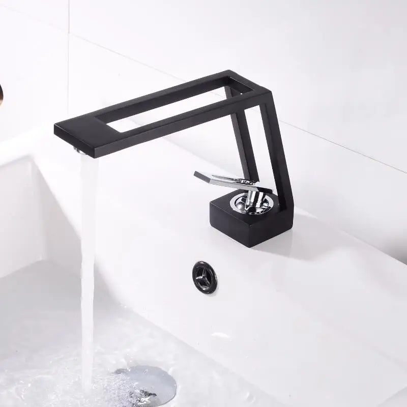 DecorBites™ Black Brass Basin Faucet Mixer with Single Handle Deck Mount