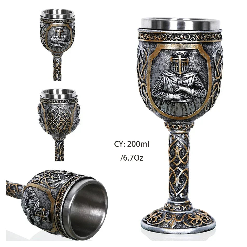 DecorBites™ Dragon Skull Goblet: Gothic Resin Stainless Steel Wine Glass for Cocktail Bar Party