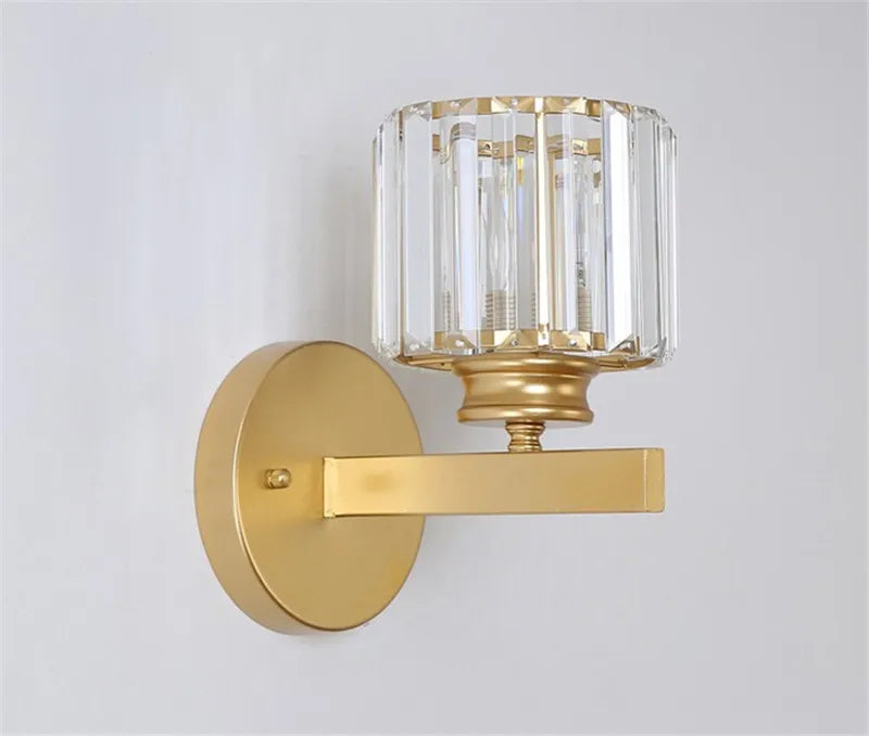 DecorBites™ Crystal Sconce Light Gold Black Metal Glass Lampshade Wall Fixture