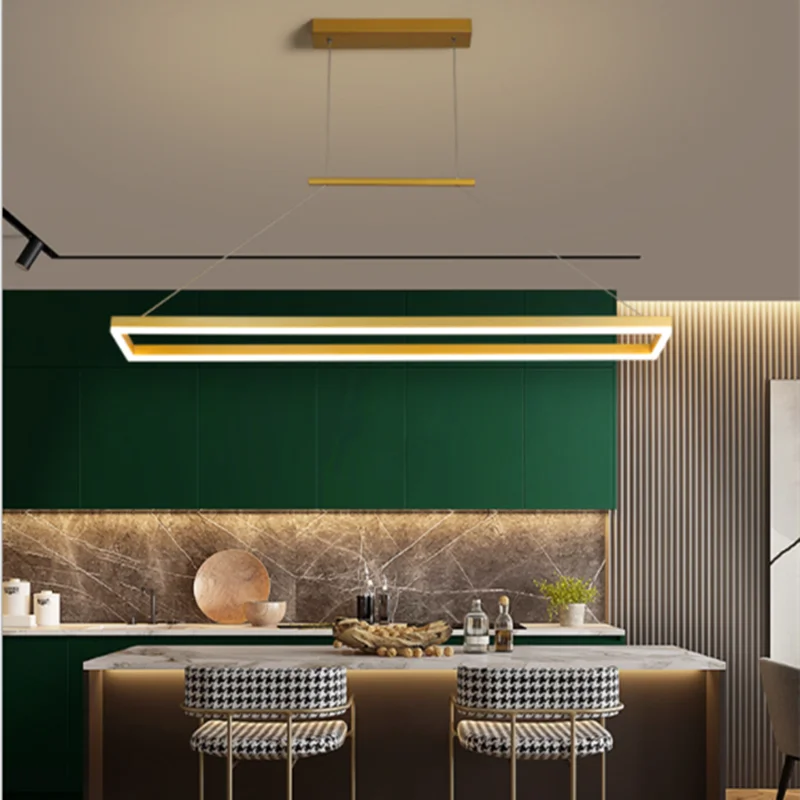 DecorBites™ Gold Aluminum LED Chandelier Acrylic Deco Design for Bedroom Kitchen Island