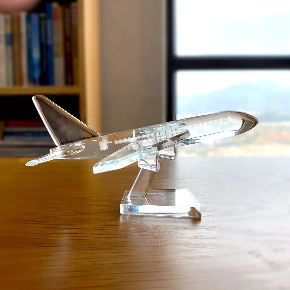 DecorBites™ Crystal Aircraft Figurine Glass Airplane Collectible Home Decor