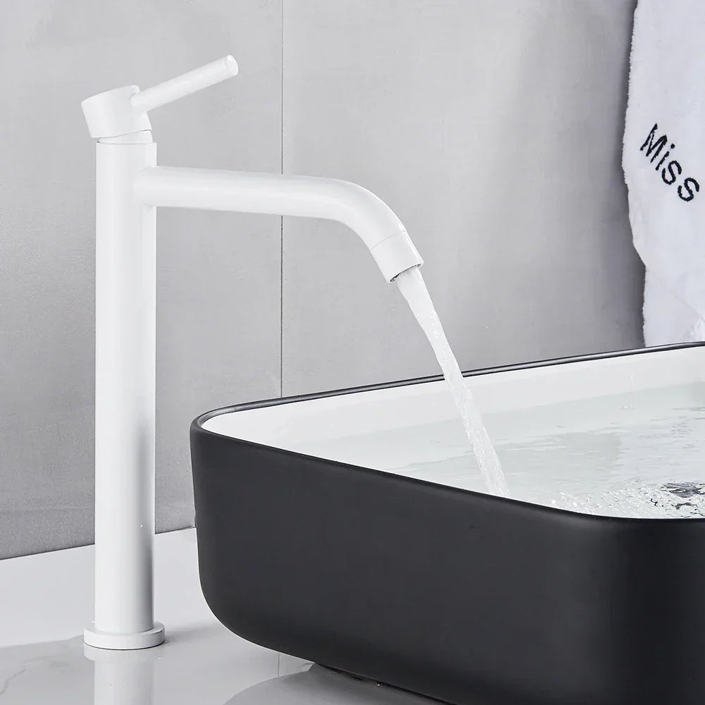 DecorBites™ Black Deck Mounted Basin Mixer Tap | Hot Cold Water Faucet for Bathroom Basin