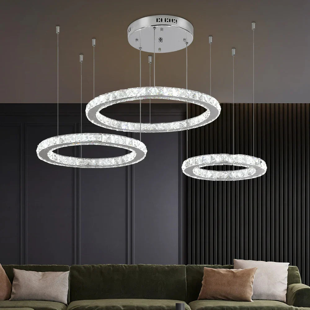 DecorBites™ Crystal LED Chandeliers: Modern Pendant Light for Living Room.