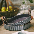 DecorBites™ Handmade Porcelain Bowl with Leather Handle - Round Sallow Salad Plate