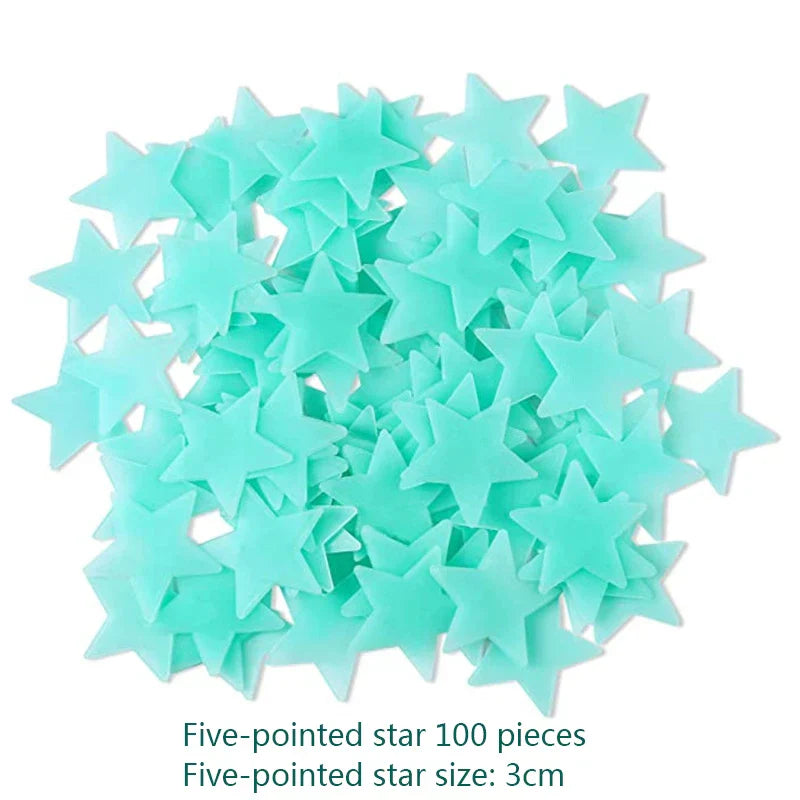 3D Stars Glow Dark Wall Stickers by DecorBites™ – Luminous Fluorescent Home Decor