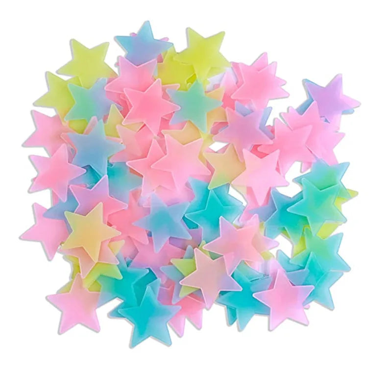 3D Stars Glow Dark Wall Stickers by DecorBites™ – Luminous Fluorescent Home Decor