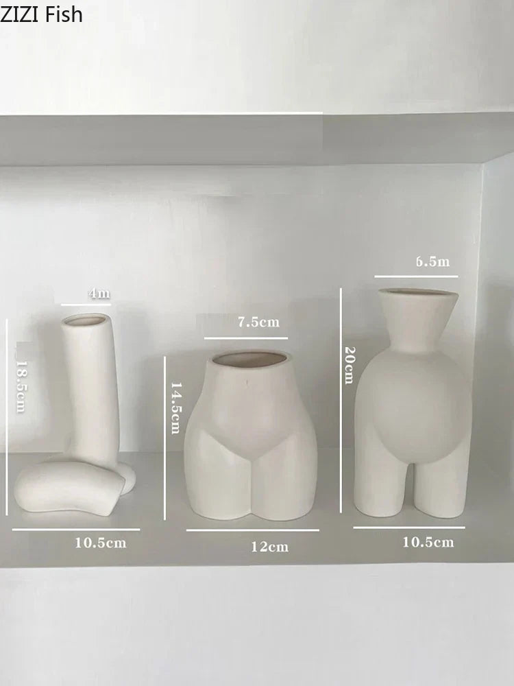 DecorBites™ Abstract Human Body Vase - Ceramic Half-length Home Decoration