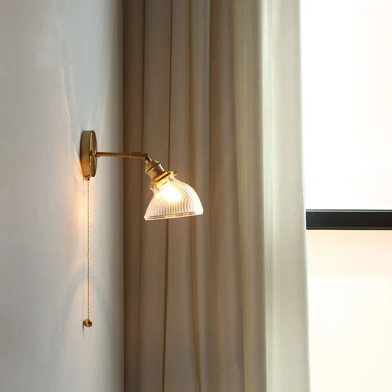 DecorBites™ Green Glass LED Wall Lights Pull Chain Switch Indoor Lighting Adjustable Fixtures
