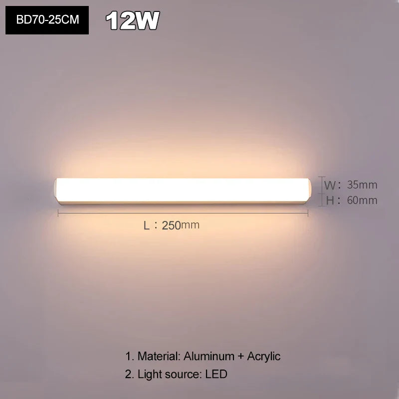 مصباح حائط LED أكريليك من DecorBites™ للحمام وغرفة النوم، تصميم بسيط وعصري، شمعدانات مضادة للضباب