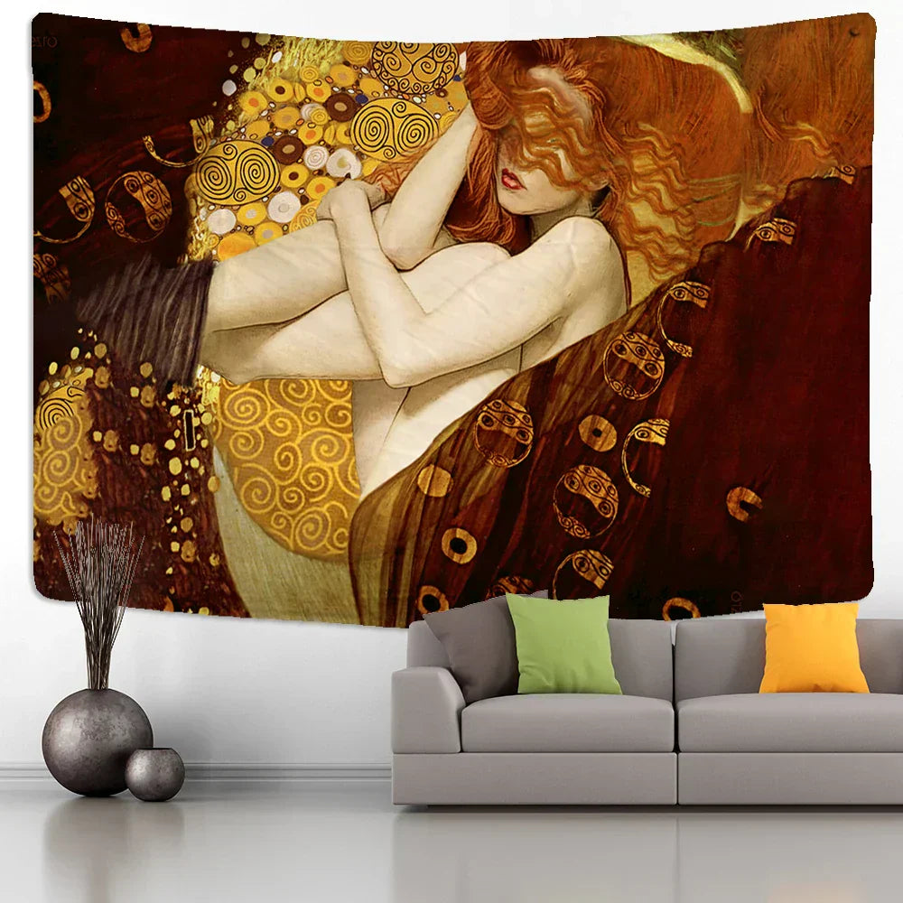 DecorBites™ غطاء جداري منسوج بزيت قُبلة ذهبي