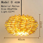 Handwoven Rattan Bamboo Pendant Light in Black