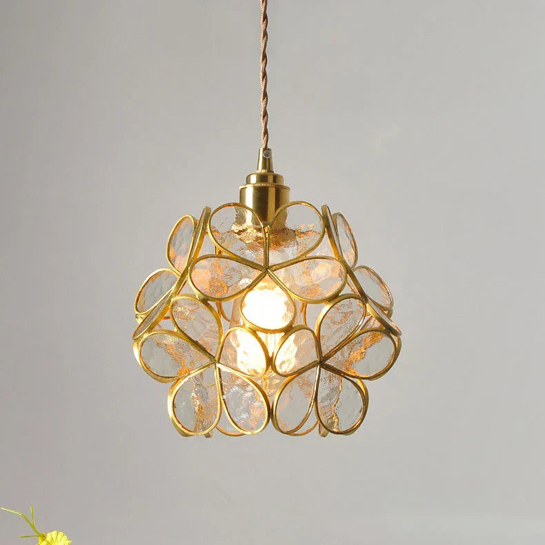 مصابيح قلادة زجاجية بزخارف زهور يابانية من DecorBites™ مصباح LED معلق عصري