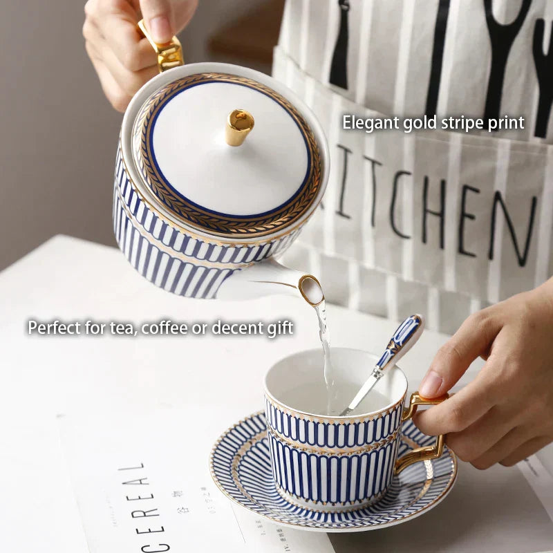 DecorBites™ Gold Porcelain Coffee & Tea Set - Luxury Bone China Porcelain Coffeeware