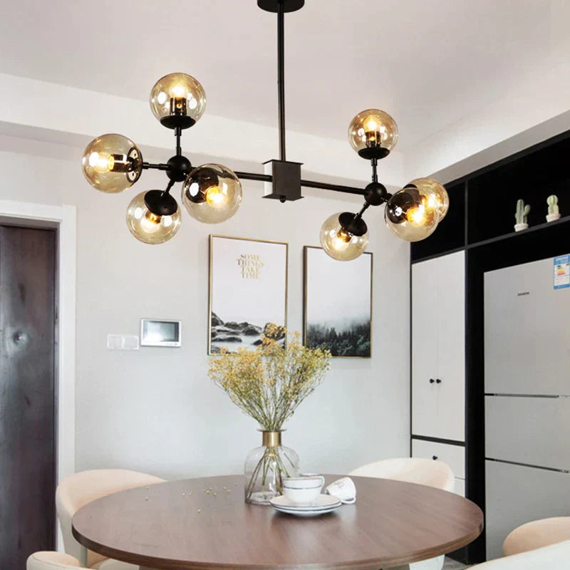 DecorBites™ Glass Ball Pendant Lamp: Modern Industrial Loft Iron Luminaria Light
