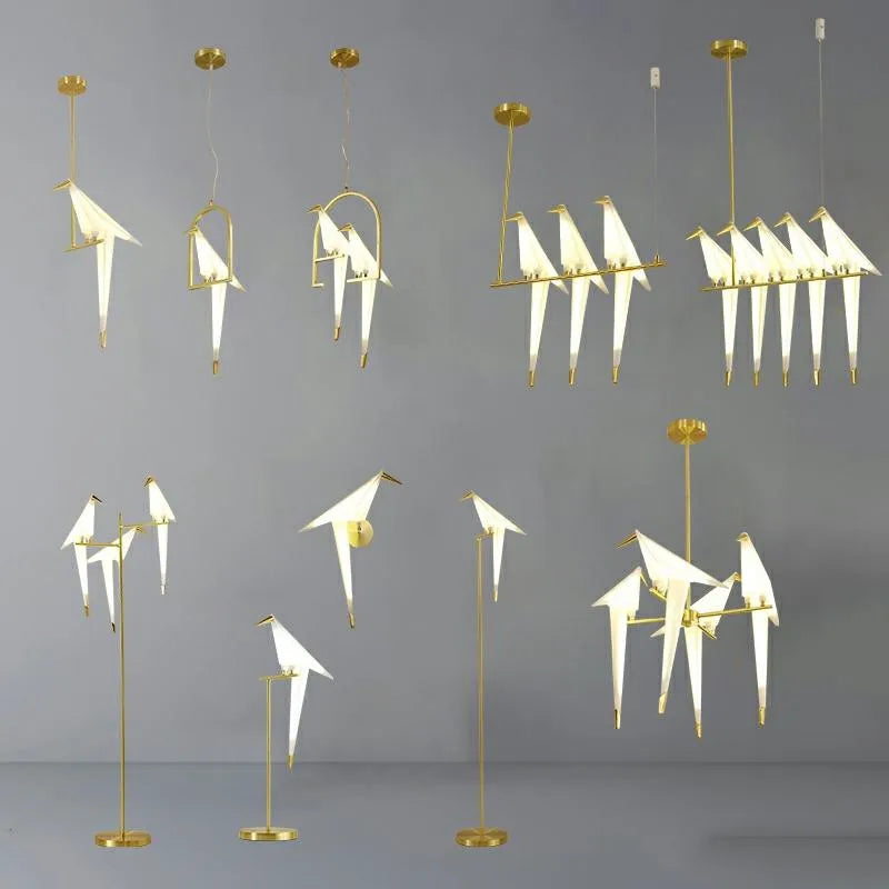 ثريا الطيور الذهبية الأوريغامي من DecorBites™ - مصباح عصري لتزيين المنزل