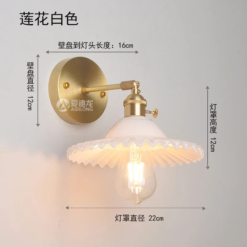 أضواء جدارية نحاسية يابانية DecorBites™ مصباح جداري LED حديث لغرفة النوم والسلالم والمرآة