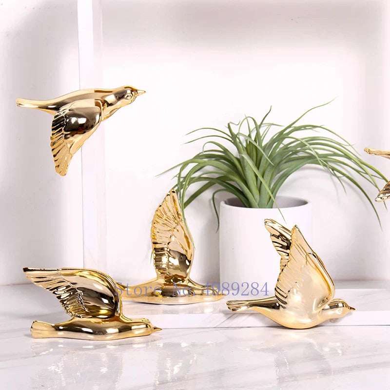DecorBites™ ديكور حائط عصري ذهبي على شكل طائر إكسسوار حمام