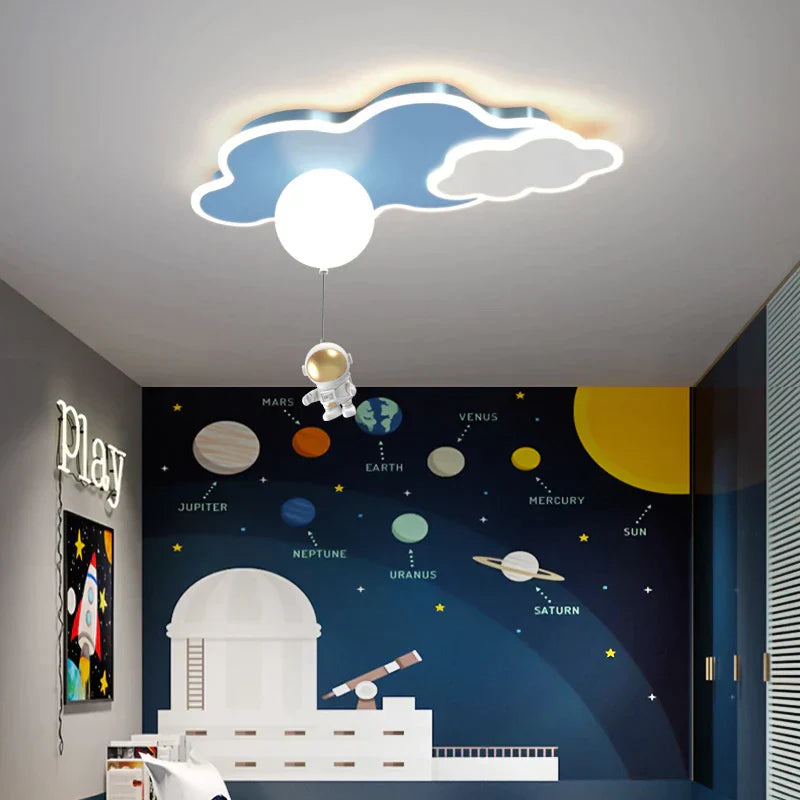مصباح سقف DecorBites™ Kids Space Theme - بتصميم رائد فضاء وطائرة لغرفة النوم