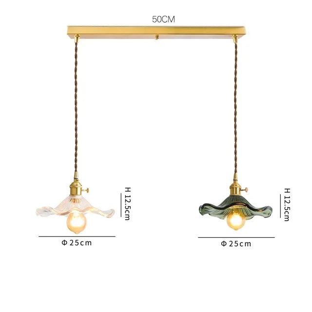 مصباح معلق DecorBites™ الزجاجي الأخضر: مصباح LED متدلي عصري لغرفة المعيشة والطعام