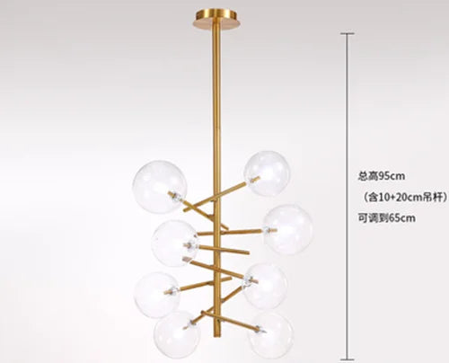 DecorBites™ Glass Ball Iron Chandelier for Home Hotel Villa Living Room