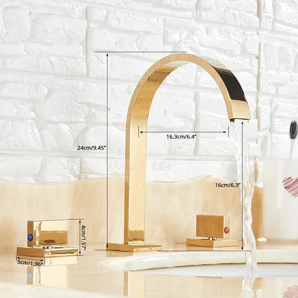 DecorBites™ Dual Handle Basin Faucet: Deck Mounted Hot Cold Water Mixer Taps for Bathroom