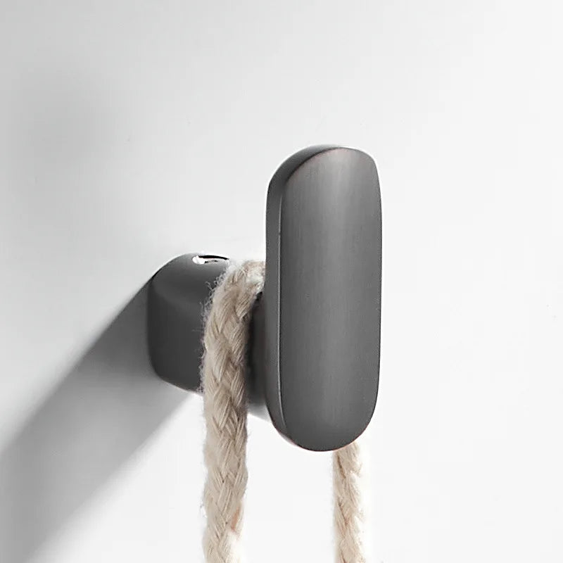 DecorBites™ Gun Grey Robe Hooks: Wall Mount Towel Hanger for Bathroom, Clothes, Hat, Coat