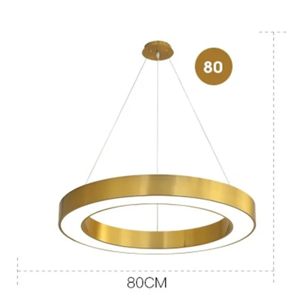 DecorBites™ Gold Copper Pendant Lights Nordic LED Hanging Lamp Modern Circle Ring Suspension