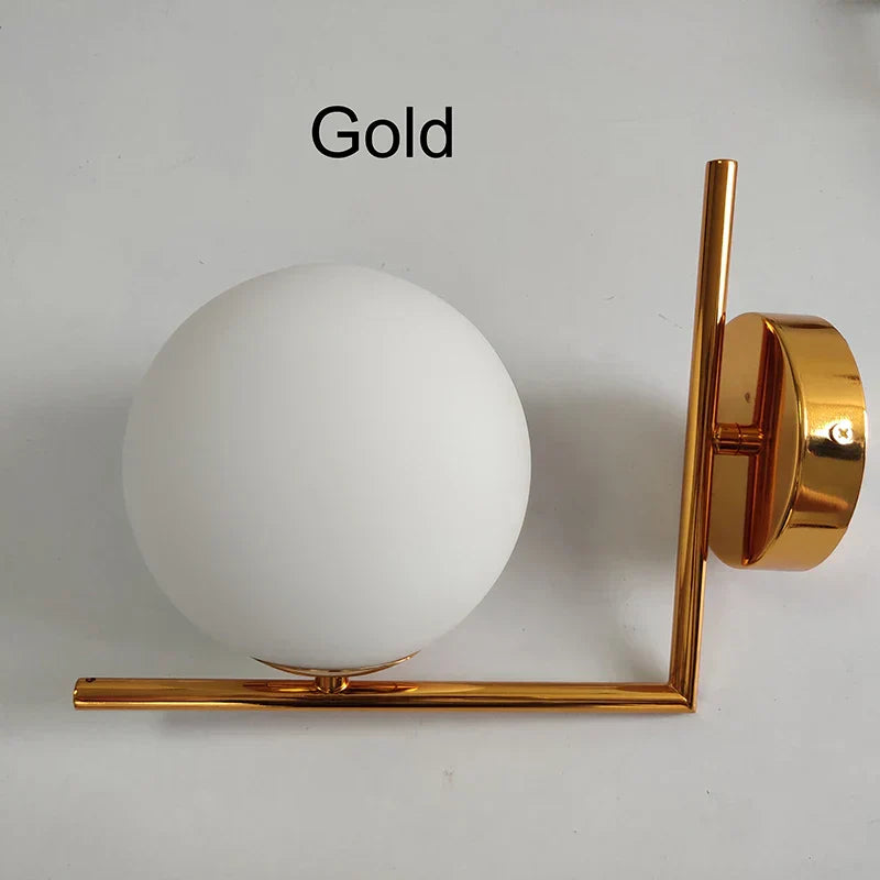 DecorBites™ مصباح حائط زجاجي ذهبي كروي LED دائري