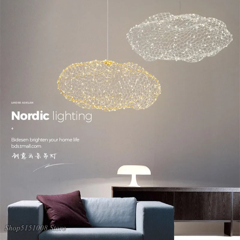 DecorBites™ Cloud Pendant Light: مصباح LED بتصميم سحابة نورديك حديثة مضيئة للغرفة النوم وغرفة الطعام