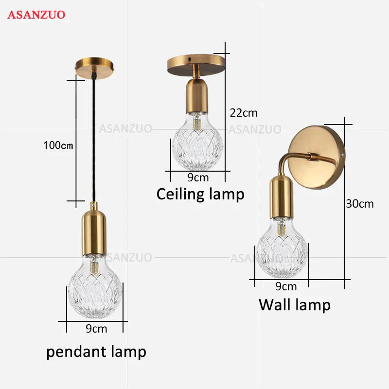 DecorBites™ Brass Pendant Lamp for Dining Bedroom Living Room Wall Light