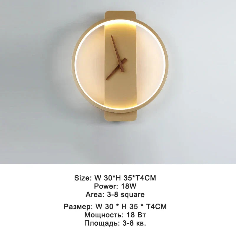 DecorBites™ LED Wall Clock Lamp Indoor Light Fixture Home Decor Bedroom Living Room