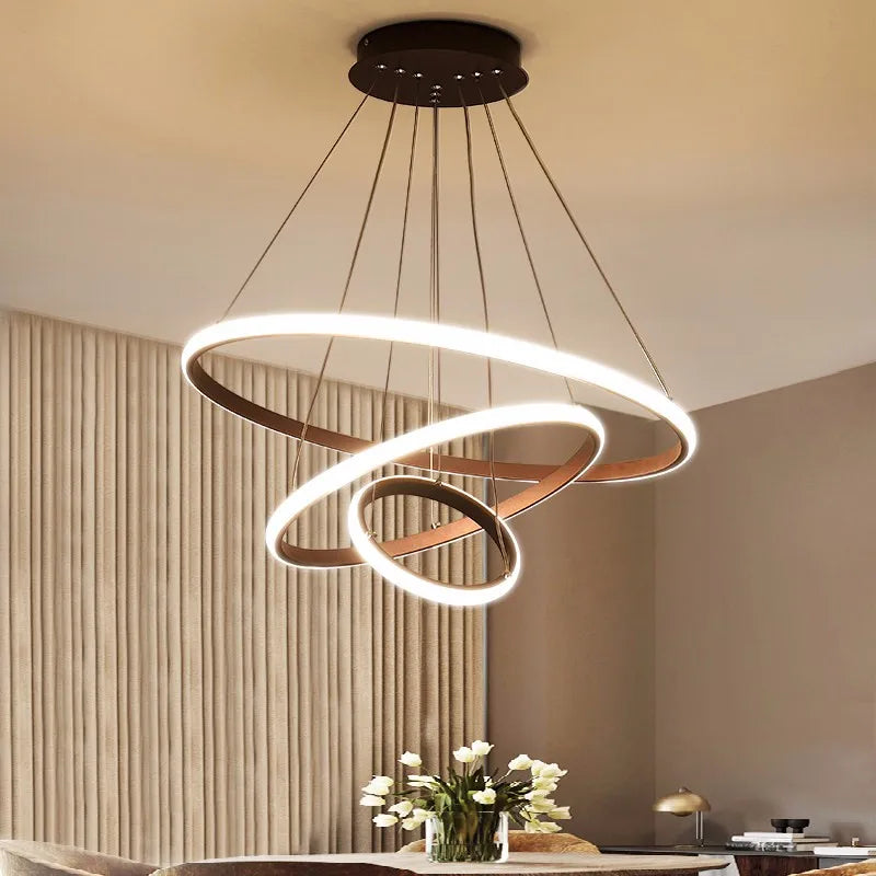 DecorBites™ Black Ring LED Pendant Chandelier for Living Room, Dining Room, Kitchen