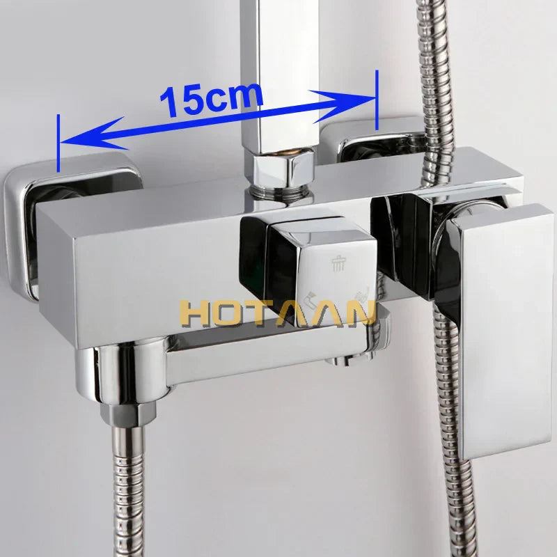 DecorBites™ Black Chrome Bathroom Mixer Tub Control Valve Wall Mount Shower Faucet