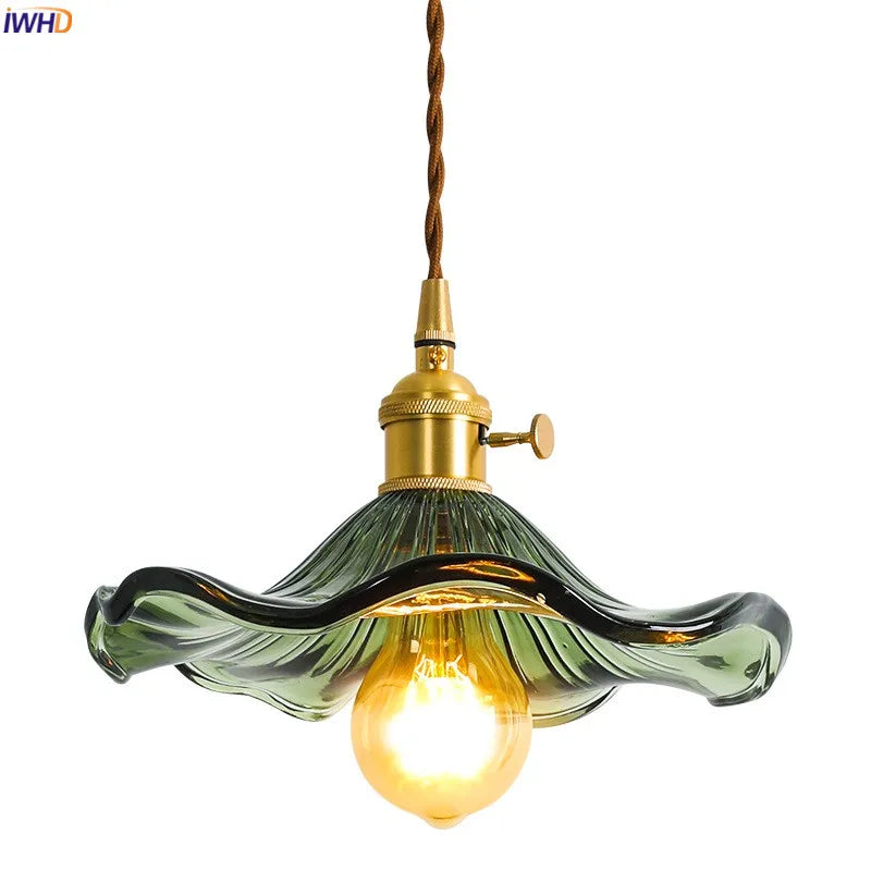 مصباح معلق DecorBites™ الزجاجي الأخضر: مصباح LED متدلي عصري لغرفة المعيشة والطعام