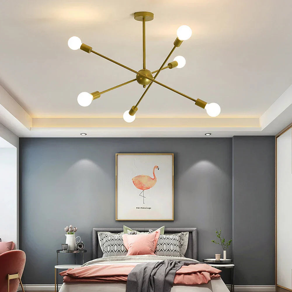ثريا السقف LED من DecorBites™: تصميم سبوتنيك عصري وصناعي لغرفة المعيشة وغرفة النوم