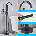 DecorBites™ Black Dual Handle Freestanding Bathtub Faucet Set Floor Standing Bath Mixer Tap