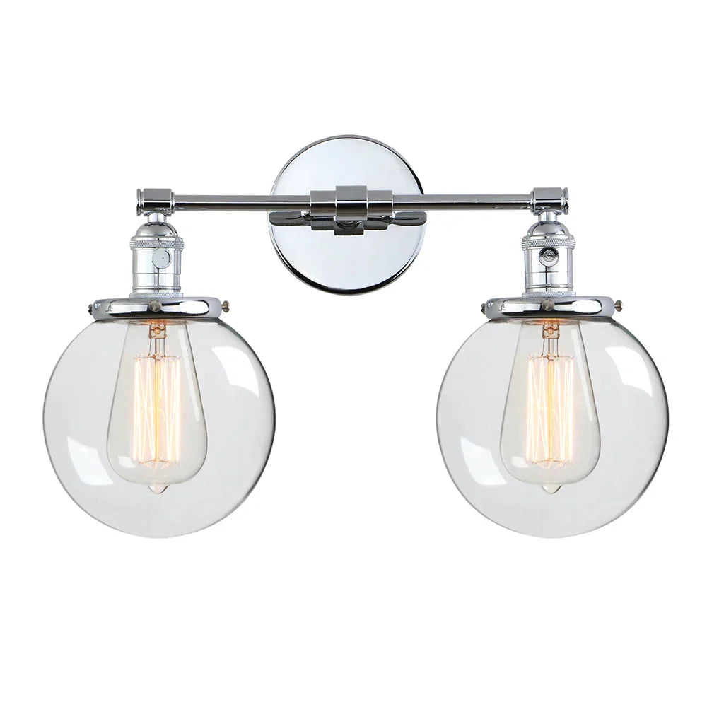 DecorBites™ Glass Ball Globe Wall Light for Retro Home Decor - Double Heads E27 Sconce