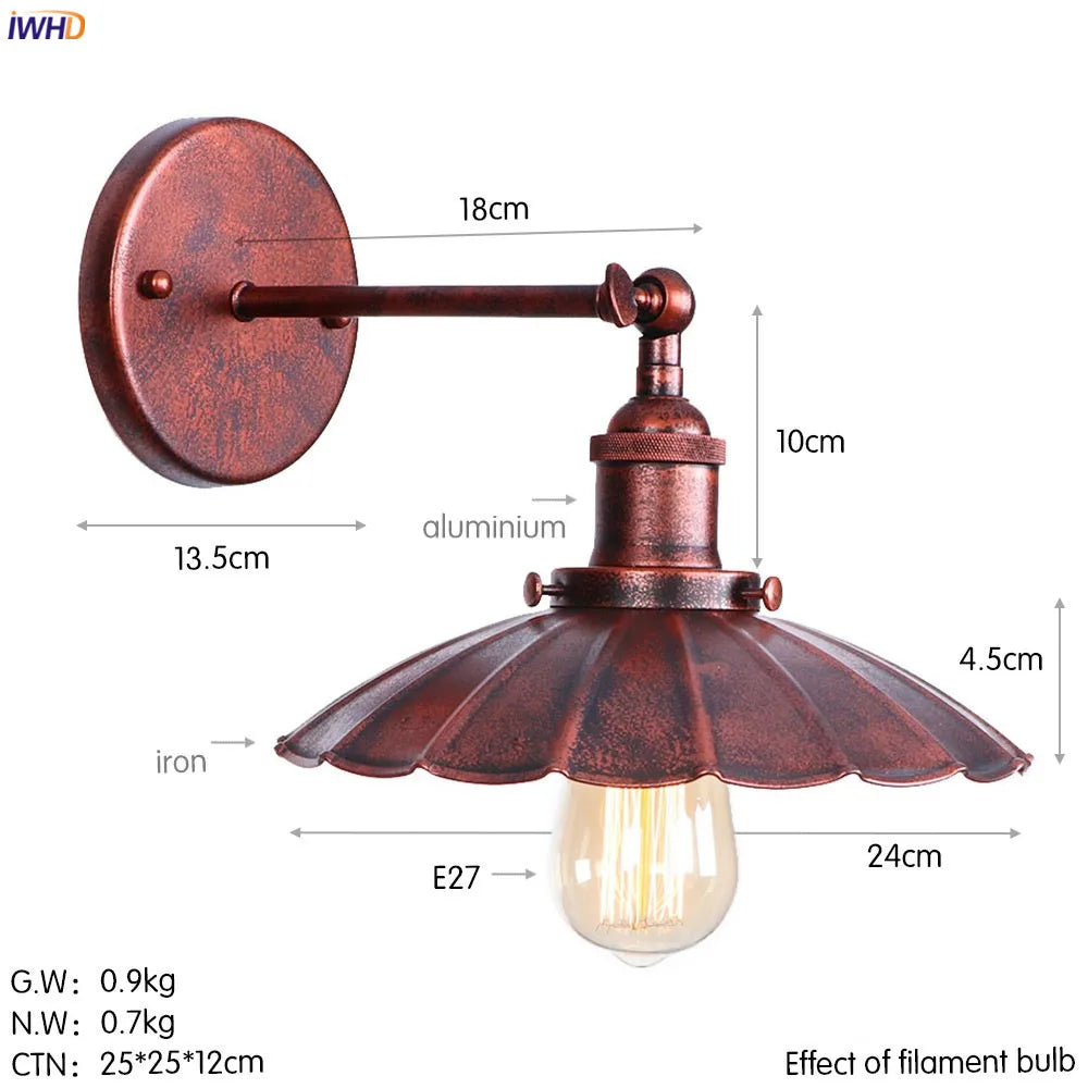 DecorBites™ Antique Gold Rustic LED Wall Light for Home Decor