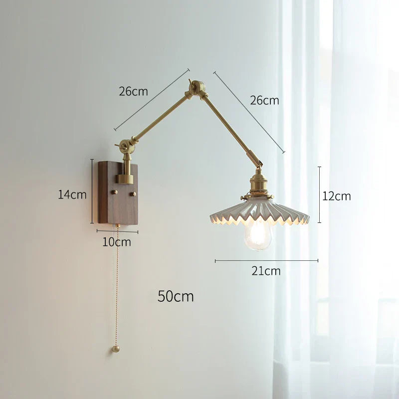 DecorBites™ Copper Swing Arm Wall Lamp Sconce - LED Wall Light for Bedroom Living Room