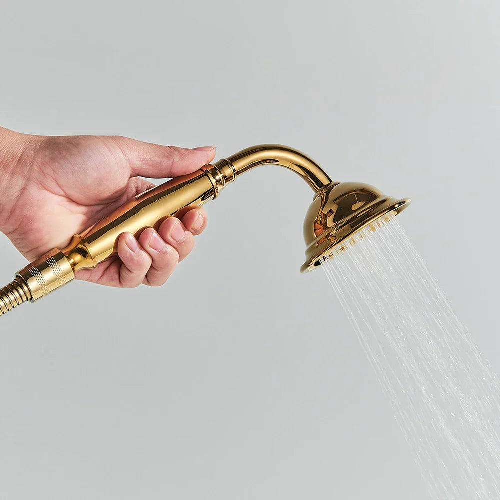 DecorBites™ Golden Bird Freestanding Bathtub Faucet with Dual Crystal Handles