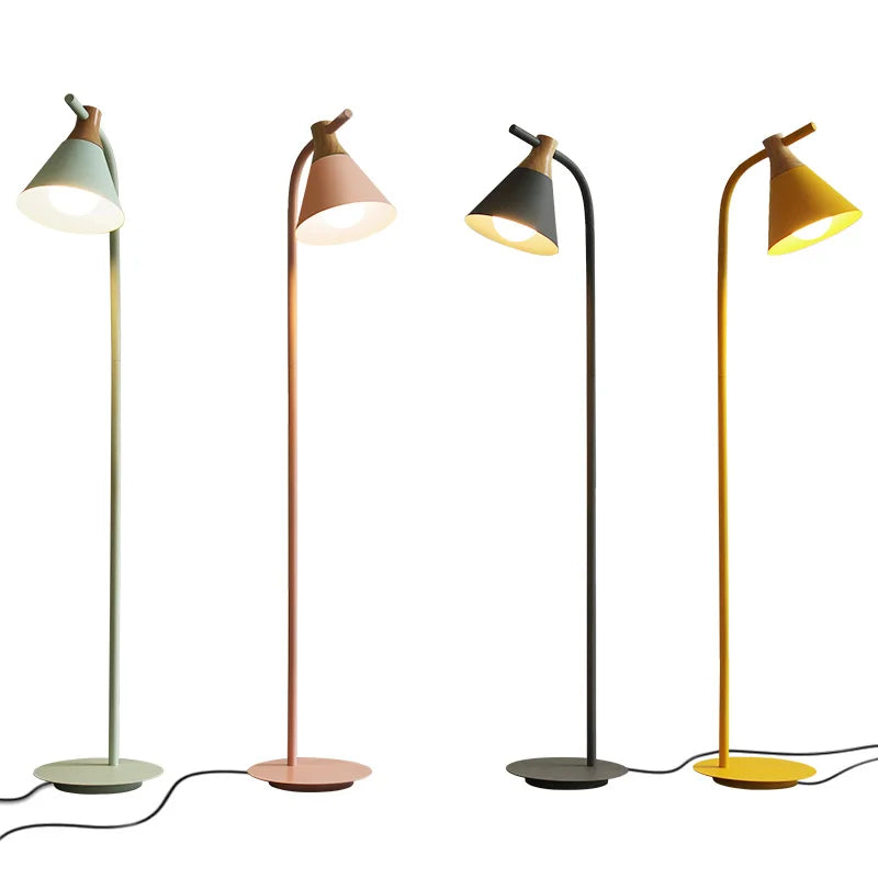 DecorBites™ Iron Macaron Floor Lamp: Modern LED Wooden Tall Lamp for Living Room