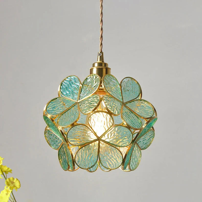 مصابيح قلادة زجاجية بزخارف زهور يابانية من DecorBites™ مصباح LED معلق عصري