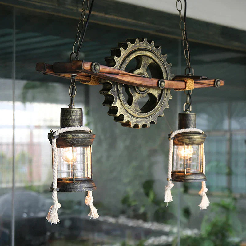 DecorBites™ Gear Industrial Chandelier Pendant Lamp for Cafe Bar Restaurant