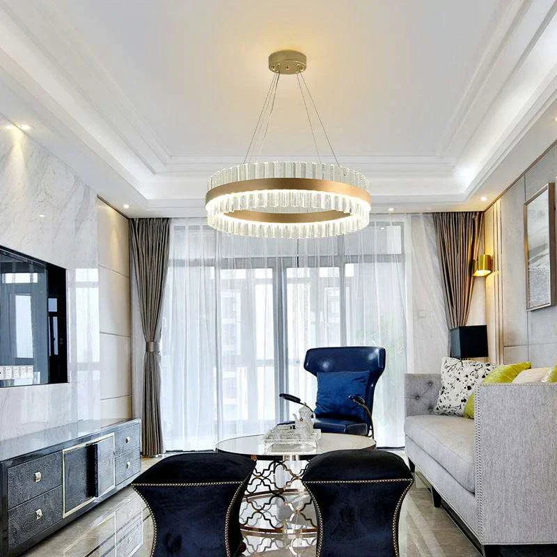 DecorBites™ Crystal Chandelier LED Ring Lamp for Dining Living Room & Bedroom