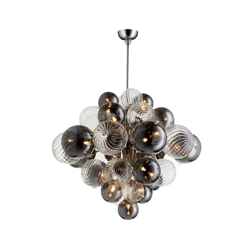 DecorBites™ Glass Globe LED Chandelier: Nordic Luxury Metal Pendant Lighting for Living Room