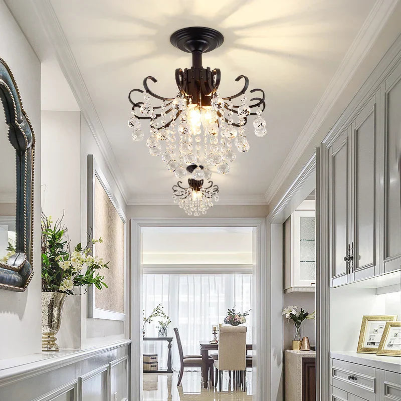 DecorBites™ Gold/Black Crystal Pendant Chandelier for Wedding Decor and Luxury Home Lighting