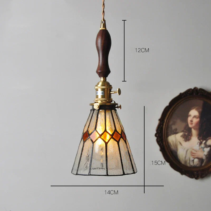 DecorBites™ مصباح معلق نحاسي زجاجي مع مفتاح خشبي: مصباح LED إسكندنافي حديث معلق