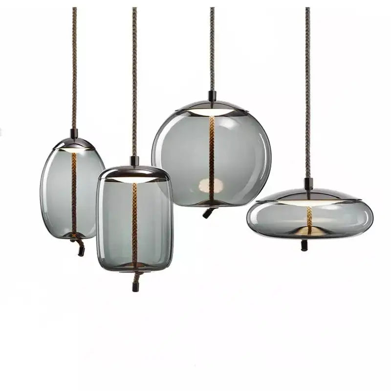 مصابيح تعليق على شكل عقدة من حبل القنب من DecorBites™ - مصباح زجاجي معلق