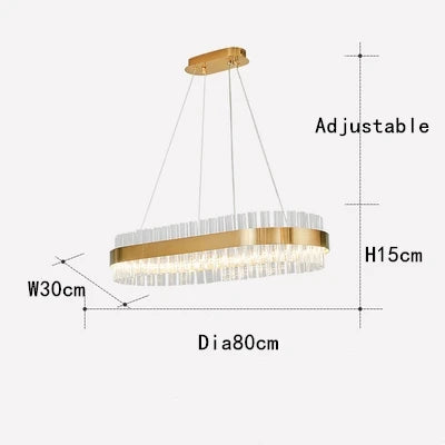 DecorBites™ Crystal Chandelier LED Ring Lamp for Dining Living Room & Bedroom